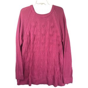 EUC Sonoma women's cable knit crew neck sweater in mauve, size XXL